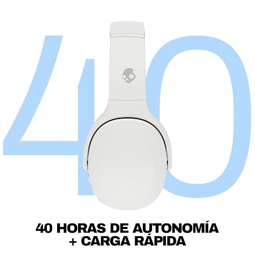 Skullcandy Crusher EVO Wireless Multi-Sensory Bass Headphones - Bone | Bluetooth, Noise Isolating Over-Ear Fit, 40 Hours Battery, Microphone, Working Out, Gym, Travel, Studying, Music