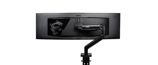MSI mag MT201 - Brazo de Soporte de Monitor único de Alta Resistencia, soporta Pantallas de 17-49 Pulgadas y 44 Libras, Compatible con VESA, Montaje asistido por Resorte Ajustable, Abrazadera y Ojal,