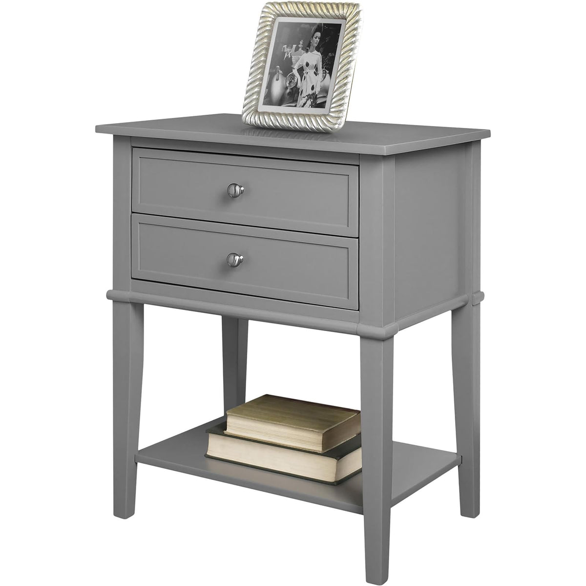 Ameriwood Home Franklin Accent Table with 2 Drawers, Gray