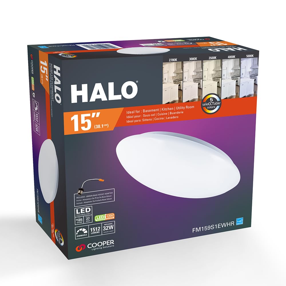 Halo Luminario redondo/Plafón de 1500lm con tecnología Color Select (2700 a 5000K)