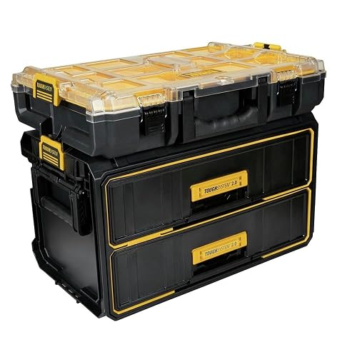 DEWALT Organizador ToughSystem 2.0 10 compartimentos DWST08040 | Organizador modular de tamaño completo para accesorios, herramientas y suministros en obra.