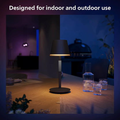 Philips Hue Lámpara Inteligente Portable de mesa luz multicolor adpta para cualquier espacio de tu hogar y compatible con Alexa