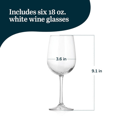 Libbey Juego de 6 copas Vina de vidrio para vino blanco, 539 ml