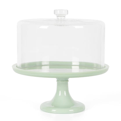 Martha Stewart Highbrook Soporte de Vidrio Jadeíta para Tartas - 10" Cake Stand w - Glass Dome - Verde (10")