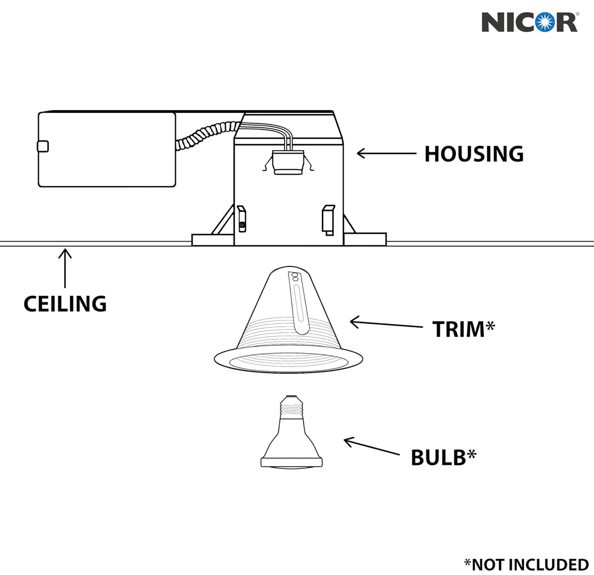 NICOR Lighting 6-Inch IC Rated Line-Voltage Airtight Remodel Housing (17003AR)