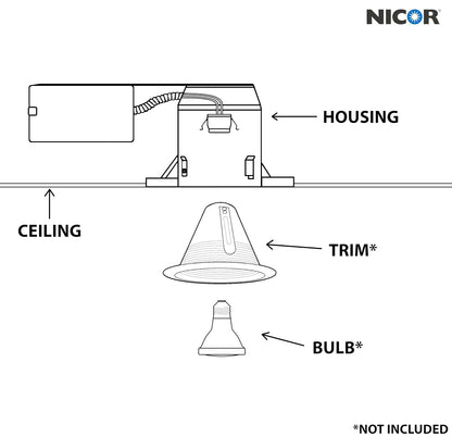 NICOR Lighting 6-Inch IC Rated Line-Voltage Airtight Remodel Housing (17003AR)