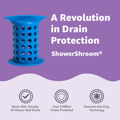 ShowerShroom Protector de desagüe de pie para la Ducha, Protector de Drenaje para caída de Cabello/cedazo, 5 cm, Azul, 1