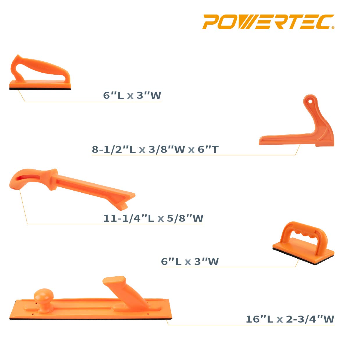 POWERTEC 71009 Paquete de 5 piezas de herramientas para protección | 5 piezas, mesa contorneadora formadora sierra cinta alisadora