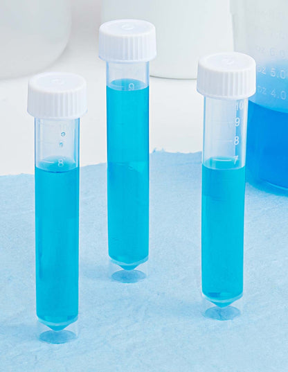 Globe Scientific 6102S - Tubos de transporte con parte inferior cónica de polipropileno moldeado con tapa de rosca de polietileno blanco, estéril, capacidad de 10 ml (caja de 500)