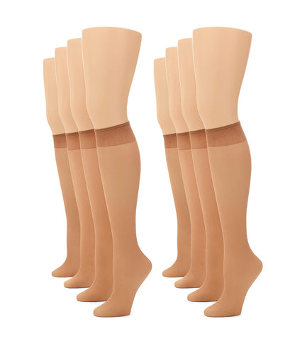No Nonsense Medias hasta la Rodilla Paquete de 10 Pares - Más - Tan - Paquete de 8 pares