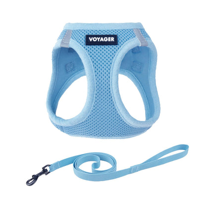 Best Pet Supplies Arnés Voyager Step-In Air para Perro, Todo Clima - XXS (Chest: 11.5 - 13" * Fit Cats) - Azul claro (borde a juego).