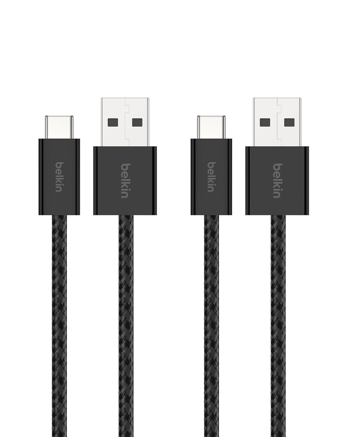 Belkin Cable Trenzado USB-A a USB-C 15W Blanco - Negro - - 3.3 pies - Paquete de 2