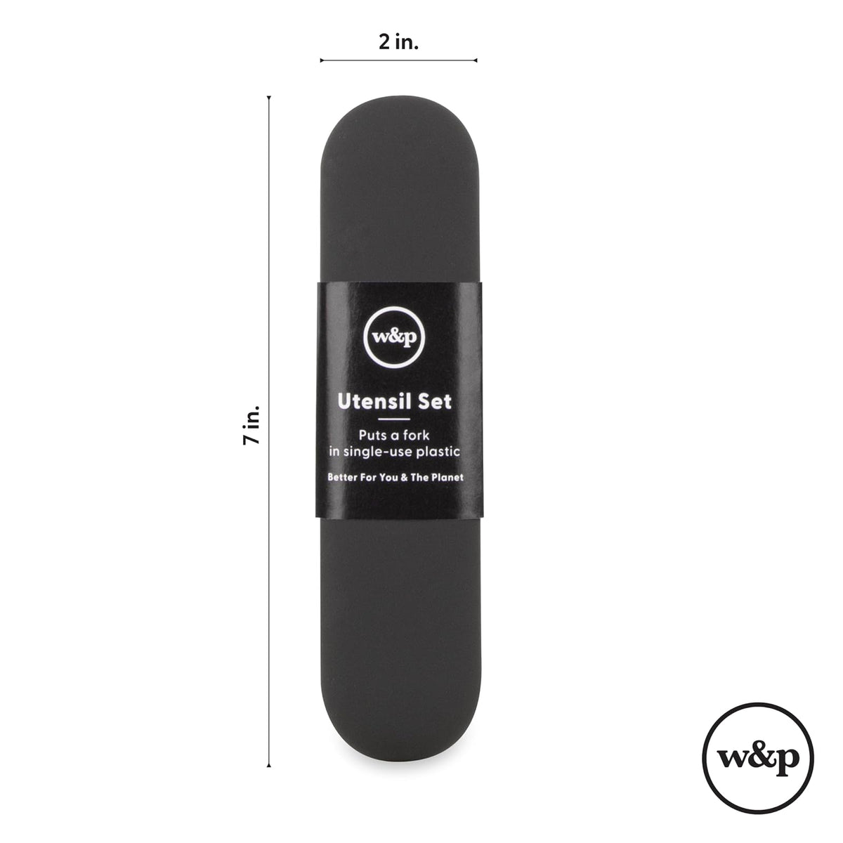 W&P Porter - Utensilios de acero inoxidable con funda de transporte de silicona, rubor de terrazo, cuchara, tenedor y cuchillo para comidas sobre la marcha, juego portátil y compacto, tamaño único
