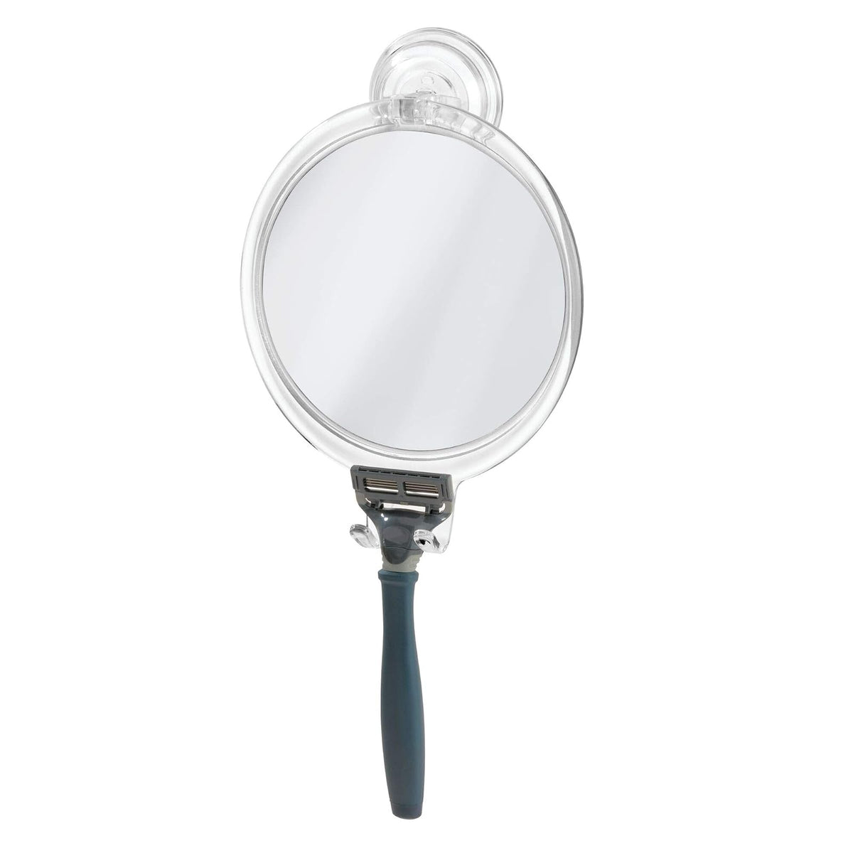 InterDesign Power Lock Espejo de baño para afeitarse, Espejo de Maquillaje a Prueba de roturas en plástico con Ventosa Resistente, Transparente