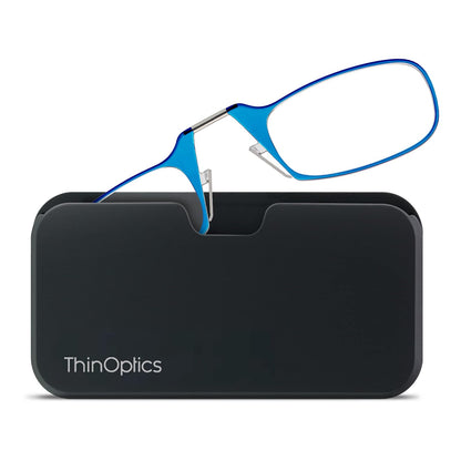 ThinOPTICS Reading Glasses on your Phone, Universal Pod Black Case , +2.50 Blue Glasses
