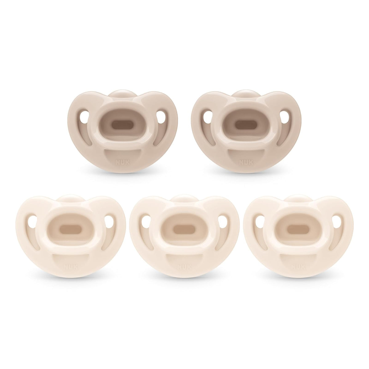 NUK Chupones de Ortodoncia 100% Silicona, 0-6 Meses, Paquete de 5 - 0-6 meses - Paquete de 5 - Neutro