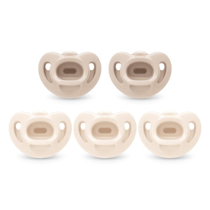 NUK Chupones de Ortodoncia 100% Silicona, 0-6 Meses, Paquete de 5 - 0-6 meses - Paquete de 5 - Neutro