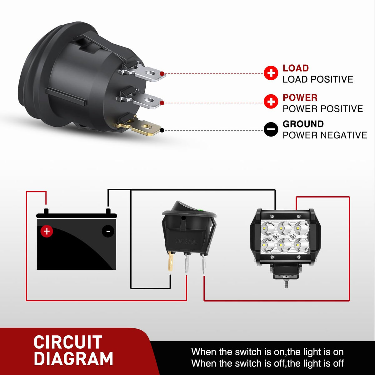 Nilight 8 Interruptores LED Redondos Azules 90134H, 12 V, 20 A, SPST, con Cables