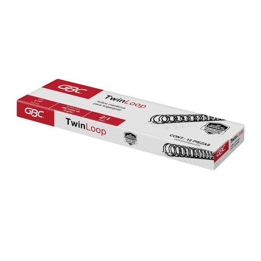 GBC Arillo Metálico Twin Loop 2:1-1 1/4" para Engargolar, Color Negro, Paquete con 20 Piezas. P7239