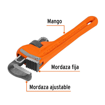 Truper STI-8, Llave para tubo, Stilson, 8", cuerpo robusto de hierro