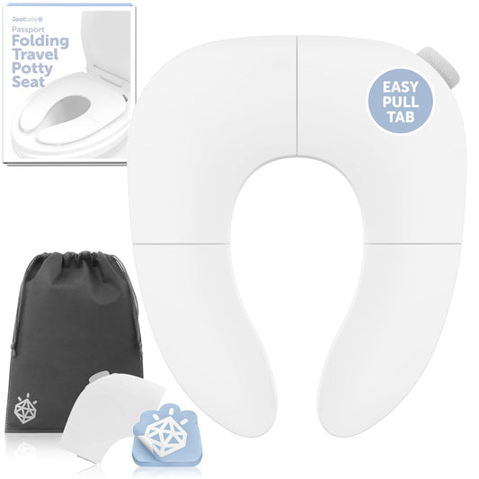 Jool Baby Asiento orinal de viaje plegable para niños, se adapta a inodoros redondos y ovalados, ventosas antideslizantes, incluye bolsa de viaje gratis (Blanco)