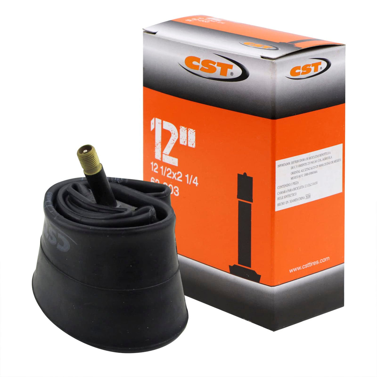 CST Cámara 12 1/2 x 2 1/4 para Bicicleta Infantil | Válvula Americana 33 mm | Resistente y Fácil de Instalar