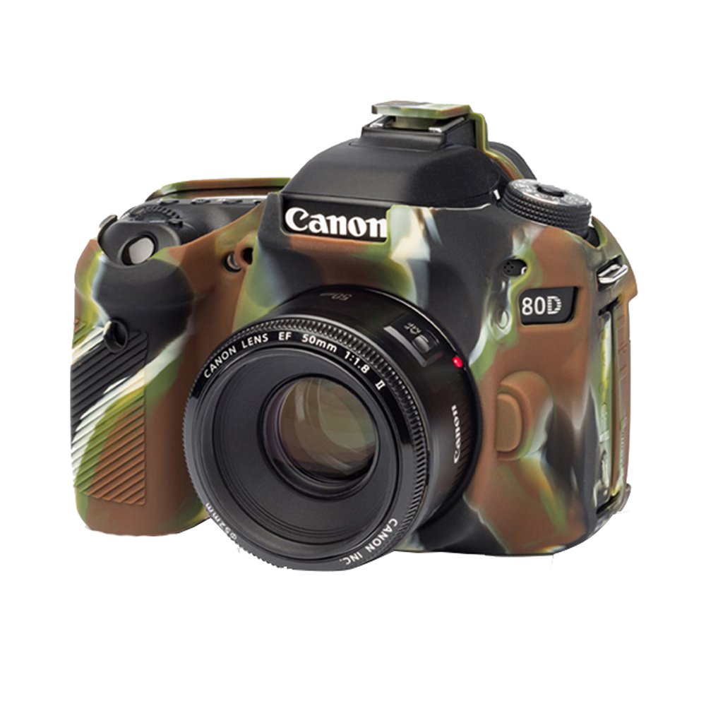 EasyCover Funda de Silicona para Canon 80D, Roja - Camuflaje