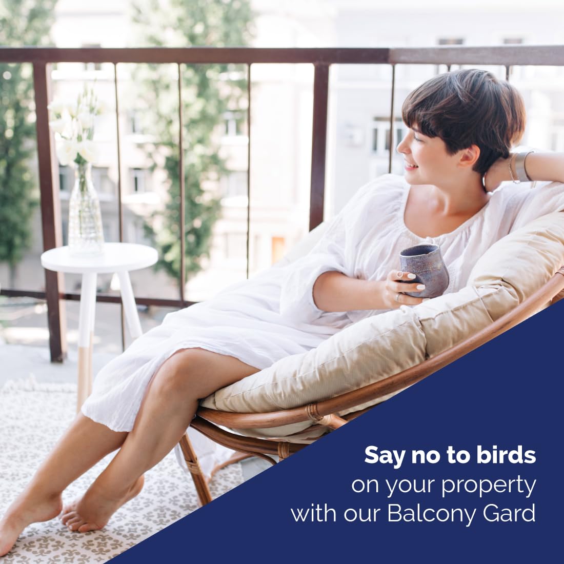 Bird-X Balcón Gard, preventor ultrasónico de pájaros, señuelo para pájaros al aire última intervensión con sensor de movimiento, fácil de instalar, cubre hasta 900 m2 Pies, frecuencia de 15 a 25 kHz,