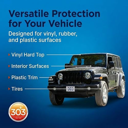 Protector automotriz 303 – Proporciona una protección UV superior, ayuda a prevenir la decoloración y grietas, repele el polvo, la pelusa y las manchas, restaura el color perdido y el brillo, el embalaje de 16 onzas (30382CSR) puede variar