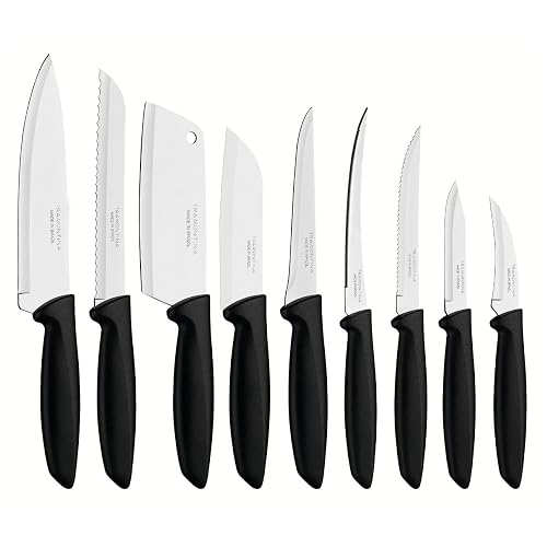 TRAMONTINA - Juego de Cuchillos de Cocina Plenus en Acero Inoxidable, 9 Piezas - Negro