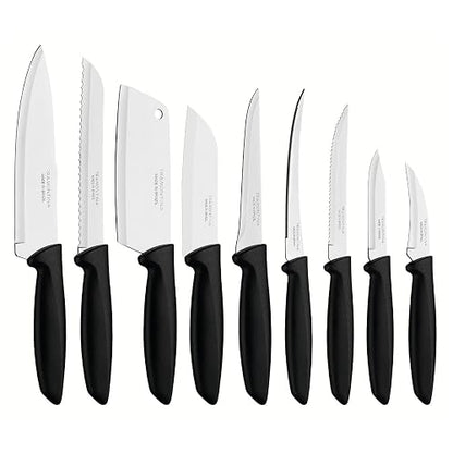 TRAMONTINA - Juego de Cuchillos de Cocina Plenus en Acero Inoxidable, 9 Piezas - Negro