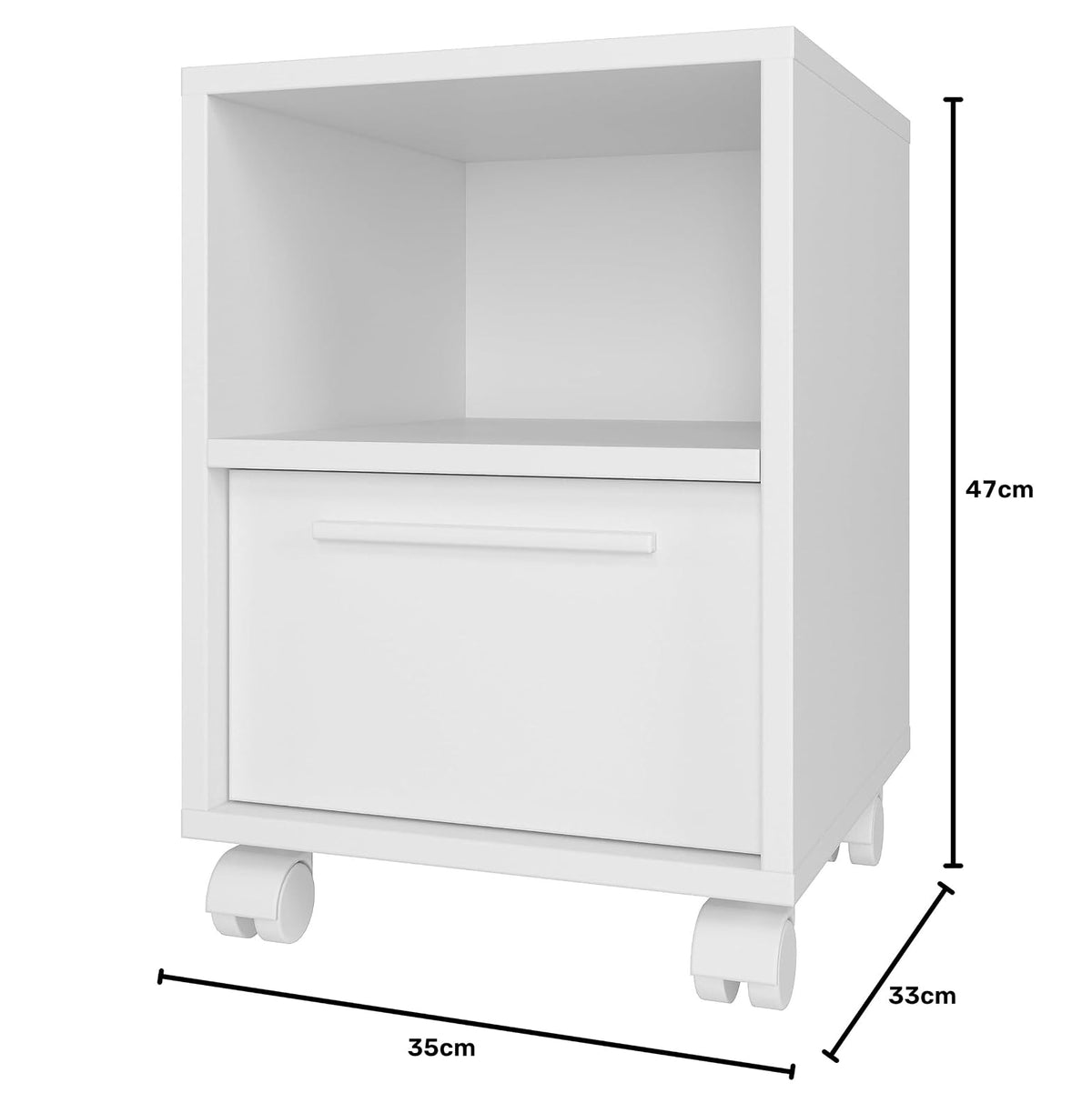 Midtown Concept Mesa Lateral de Noche, Mesita Auxiliar de Madera, Estilo Minimalista, Color Blanco