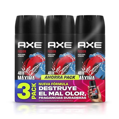 AXE PACK 3 PIEZAS Aerosol FUSION 97G para hombre