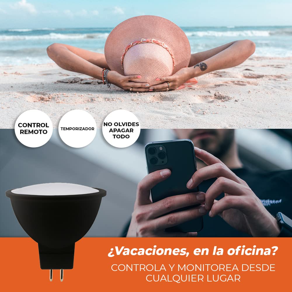 Tecnolite Connect - Foco MR16 Inteligente, Luz RGB + Blanca, Atenuable, Compatible con Alexa, Google Assistant, Atajos de Siri y App móvil, Iluminación Interior