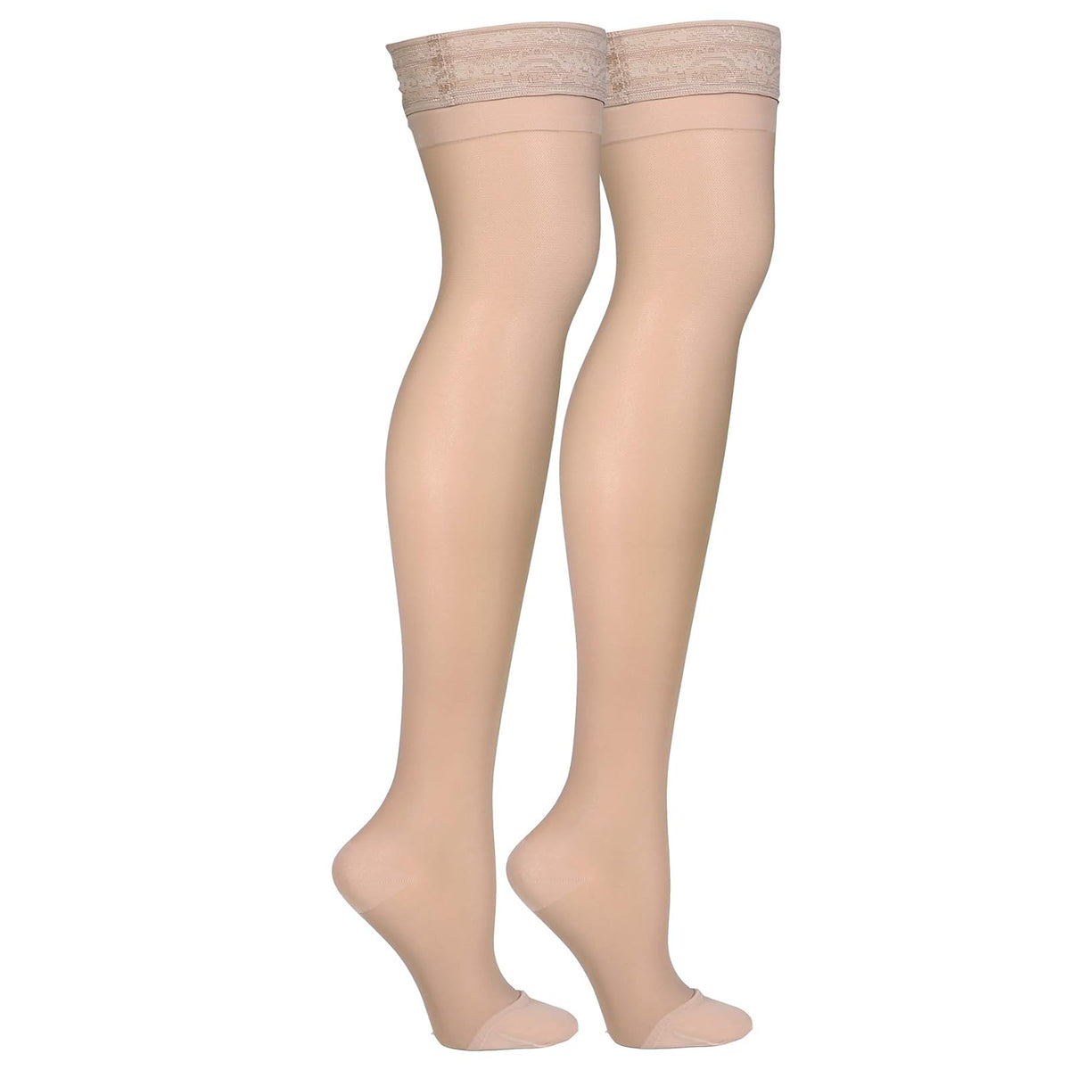 Truform Compression Stockings, High, 15-20 Mmhg, Nude, Medical Support Hose Mujeres, Medium