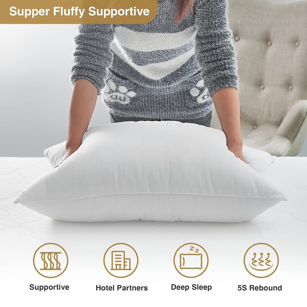 Acanva Bed Pillows for Sleeping, Cooling Hotel Quality with Premium Soft 3D Down Alternative Fill for Back, Stomach or Side Sleepers, King (Pack of 4), White 4 Count