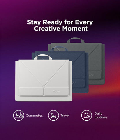 Lenovo Yoga - Funda para portátiles con visualización de 14 Pulgadas, Organizador de múltiples Compartimentos con Soporte Convertible, Funda Protectora Ligera de poliéster y Microfibra, Azul cósmico