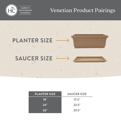 The HC Companies - Bandeja rectangular veneciana para plantas, platillo de plástico ligero, bandejas de goteo de plantas para drenaje, platillo resistente a los rayos UV para uso en interiores y