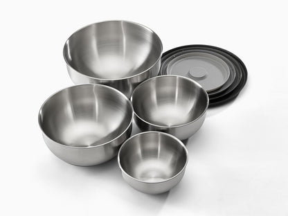 Joseph Joseph 95025 Nest 100 Prep & Store Mixing Bowl Set with Lids 4-piece Stainless Steel