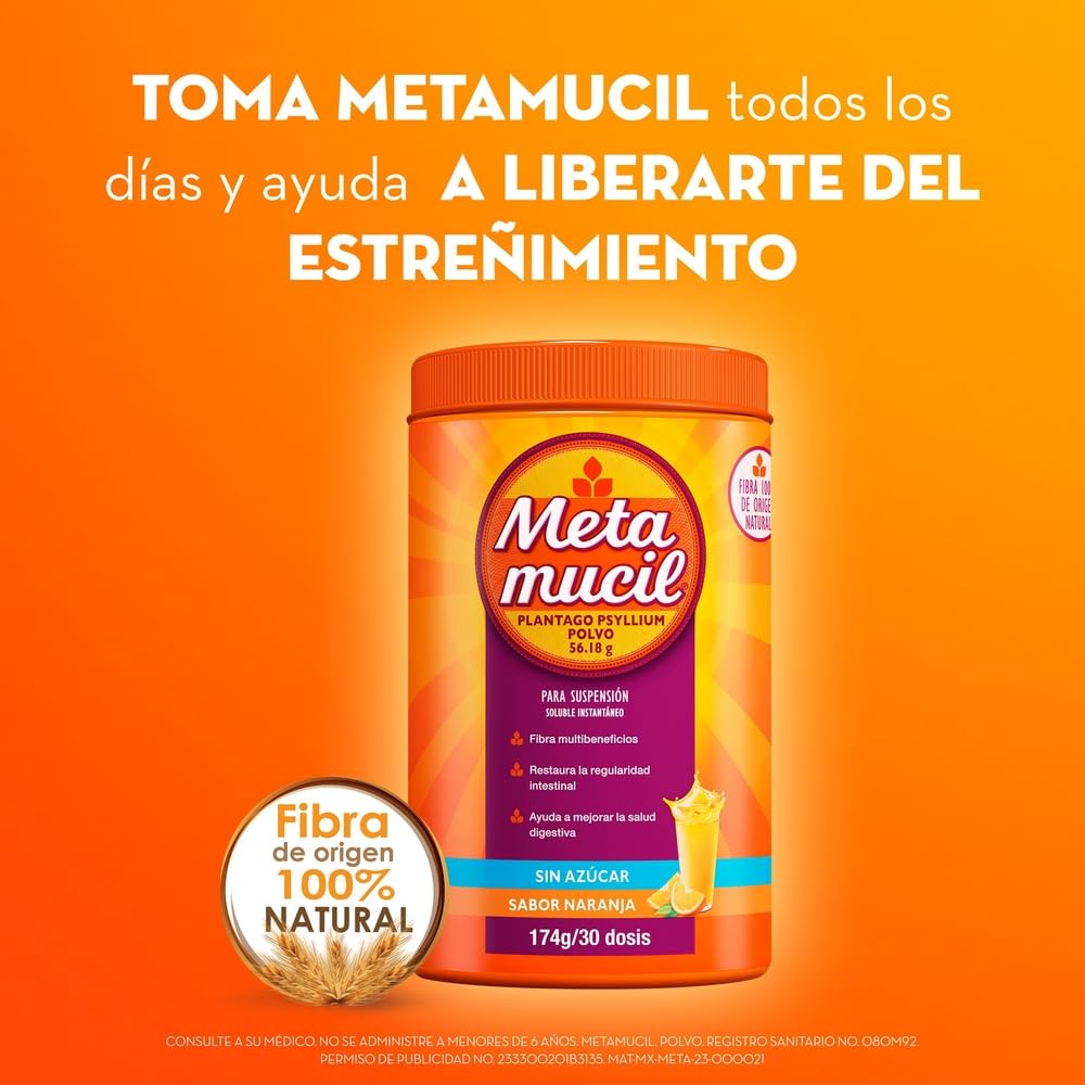Metamucil Fibra Sabor Naranja 30 dosis