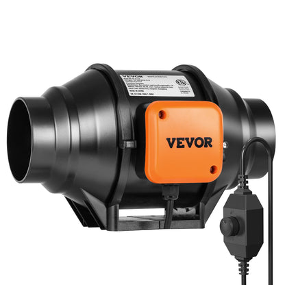 VEVOR Ventilador de conducto en línea, 4 pulgadas, 200 CFM con driver de velocidad variable, ventilador de escape silencioso de ventilación de motor CA para refuerzo de enfriamiento, tiendas de campaña de cultivo, hidropónico
