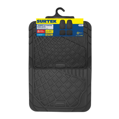 Surtek TAR4N Juego de tapetes para Auto Uso rudo, 4 Piezas, Color Negro