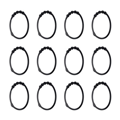 Zenna Home Juego de 12 Anillos ovalados de Acero Inoxidable para Ducha, Color Negro