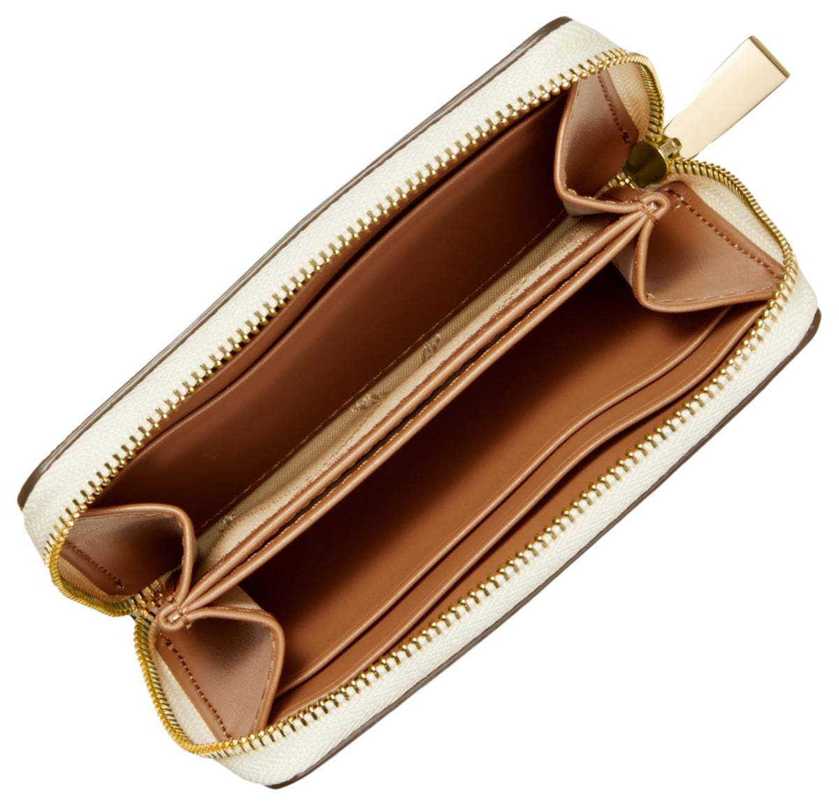 Michael Kors Jet Set - Estuche pequeño con cierre para mujer, Vanilla/Acorn, Talla unica