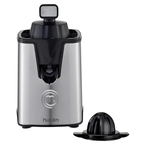 Hukën x MasterChef | Exprimidor Eléctrico de Cítricos CITRUSMAX 200W | Exprimidor de Naranjas y Limones | 2 Conos Dual-Press | Filtro Ajustable | Antiderrame | Acero Inoxidable