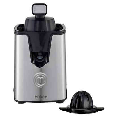 Hukën x MasterChef | Exprimidor Eléctrico de Cítricos CITRUSMAX 200W | Exprimidor de Naranjas y Limones | 2 Conos Dual-Press | Filtro Ajustable | Antiderrame | Acero Inoxidable