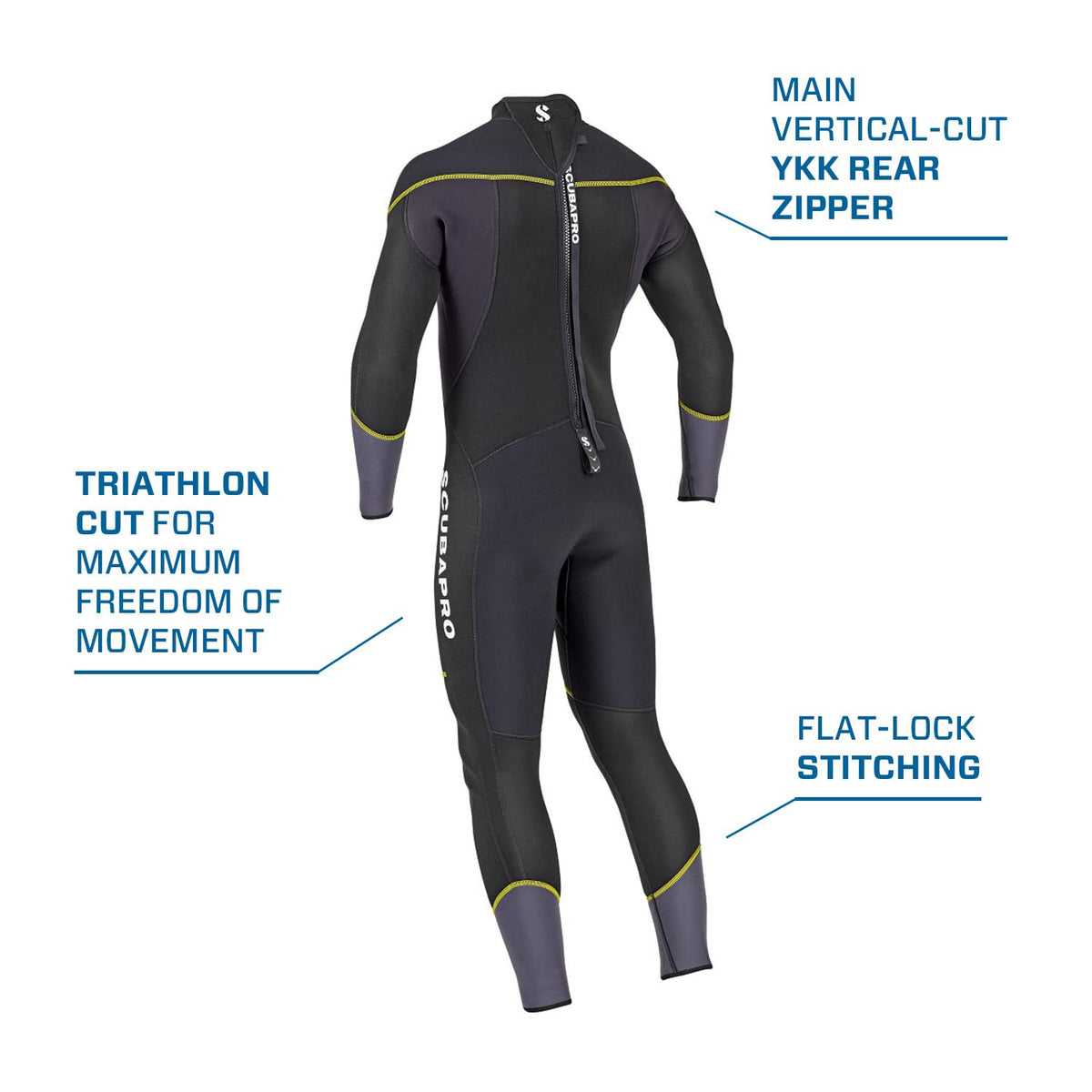 Scubapro Sport Steamer - Traje de Neopreno para Hombre con Cierre Trasera de 3 mm