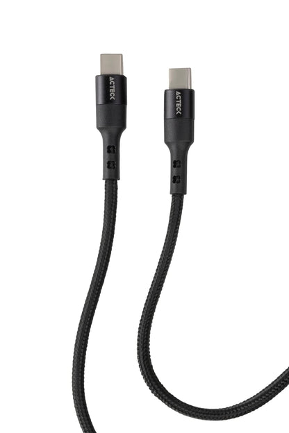 Cable USB C a USB C Linx Plus CC420 / Carga Ultra Rápida + Hasta 60W 1Mt Nylon Trenzado + Macho a Macho Negro Advanced Series