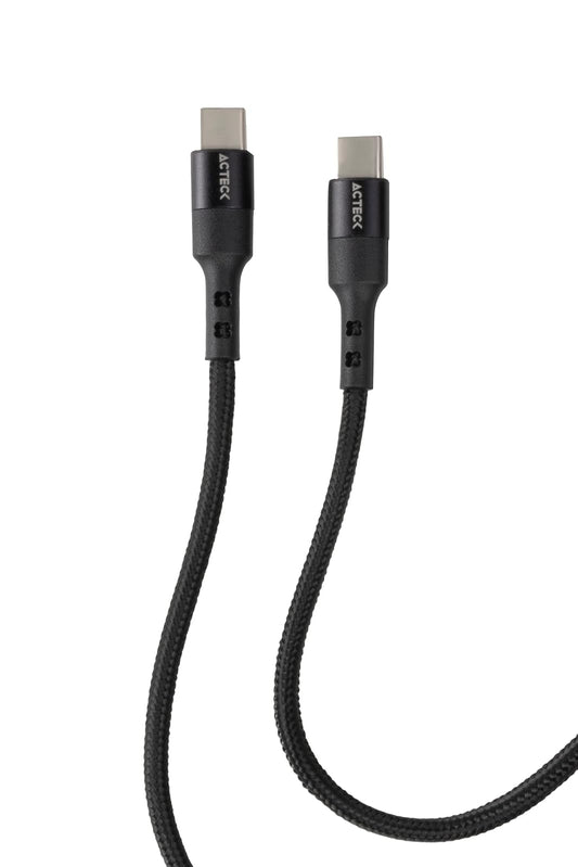 Cable USB C a USB C Linx Plus CC420 / Carga Ultra Rápida + Hasta 60W 1Mt Nylon Trenzado + Macho a Macho Negro Advanced Series
