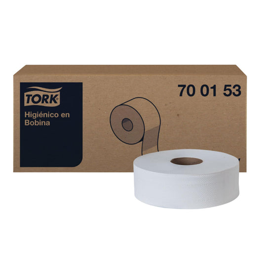 Tork Papel Higiénico en Bobina Institucional, 6 Rollos x 400 m, Blanco | hoja doble, diseño gofrado